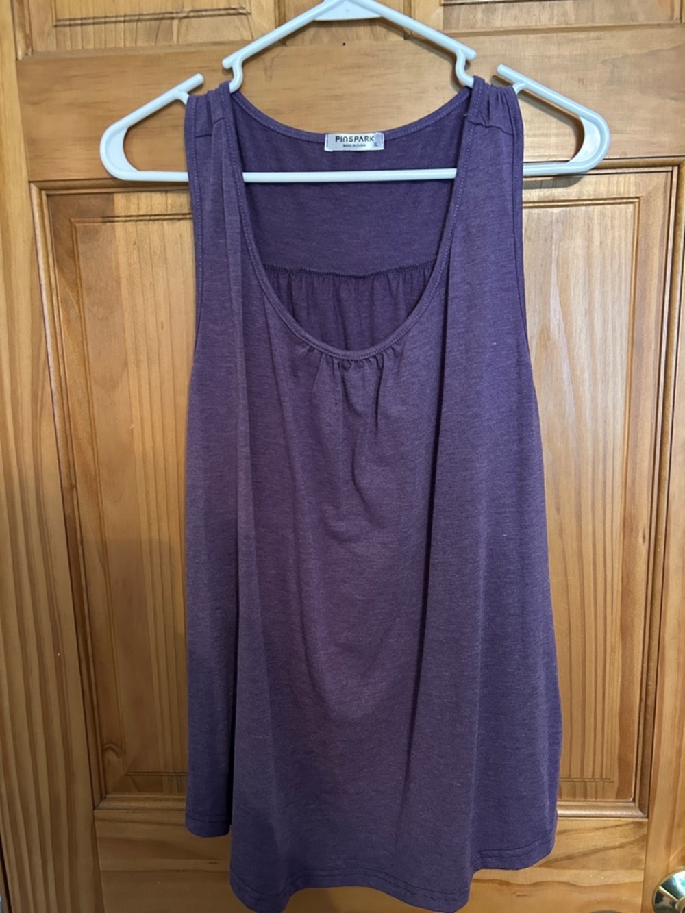 Pleated Scoop Neck Tank Top in Plum by PinSpark